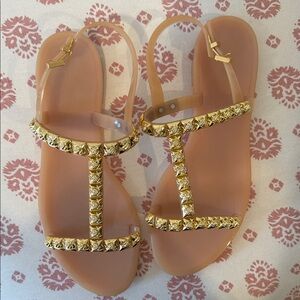Stuart Weitzman Gold Studded Sandals